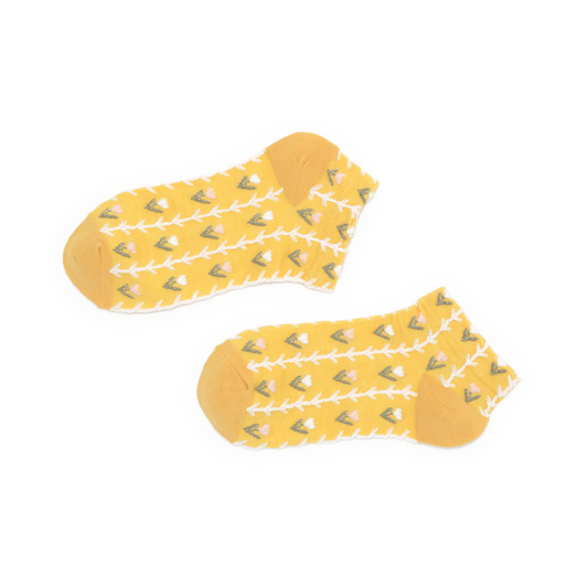 Yellow Floral Ankle Socks