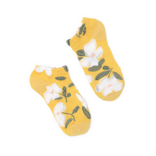 Bold Blooms Ankle Socks - Yellow