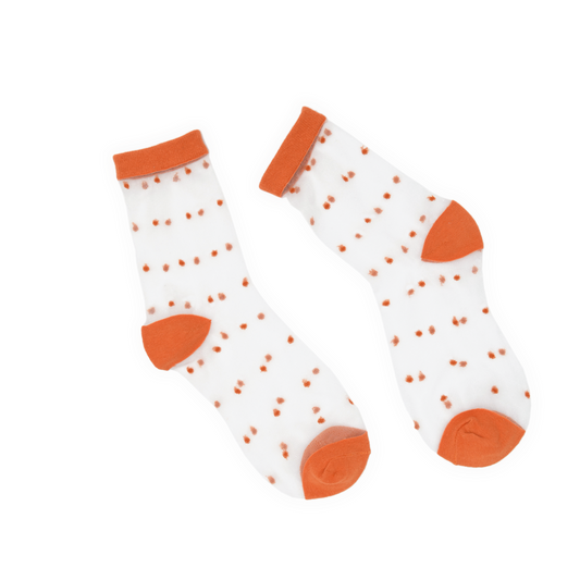 Sheer Dot Quarter Crew Socks - Burnt Orange