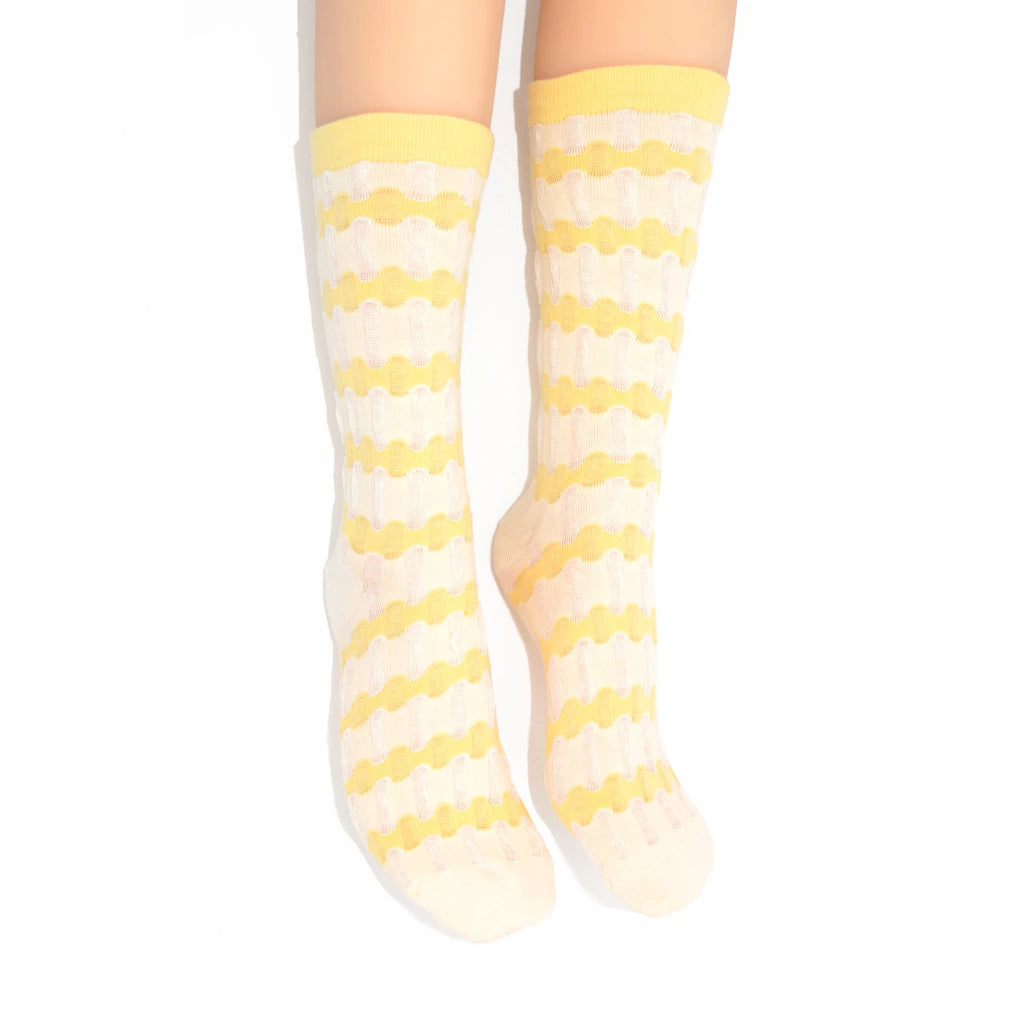 Stella Origami Stripe Crew Sock - Yellow
