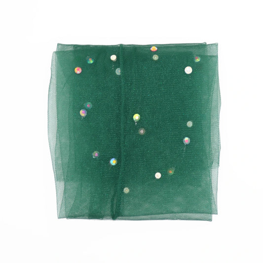 Yasmin Diamanté Tulle Mesh Sock - Emerald