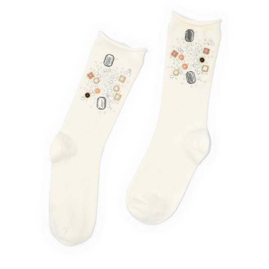 Galaxy Jewel Quarter Crew Sock - Cream