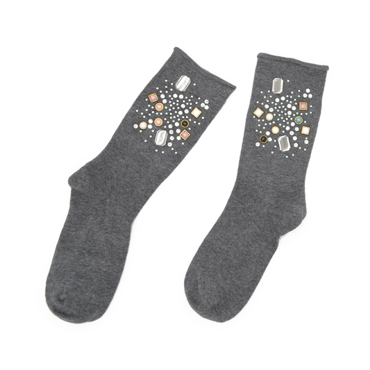 Galaxy Jewel Quarter Crew Sock - Grey