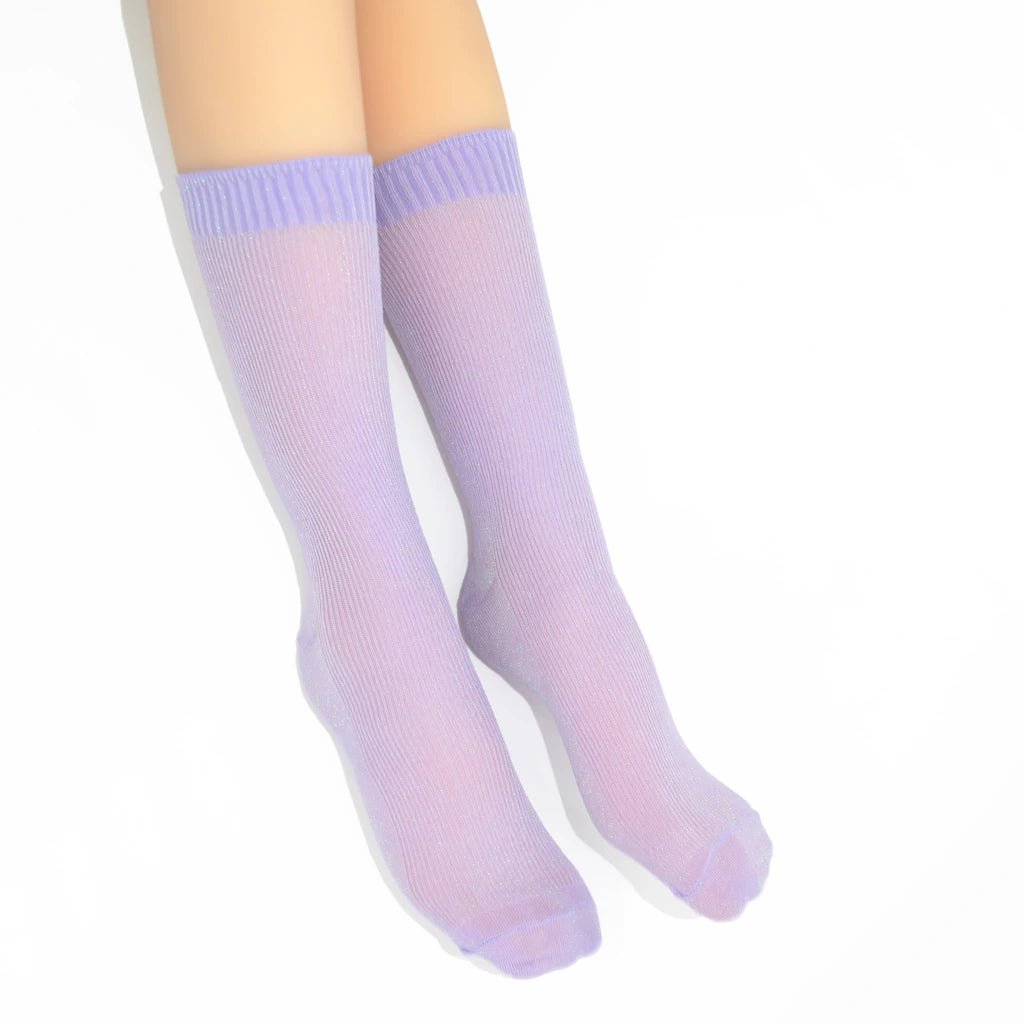 Light purple socks on a white background