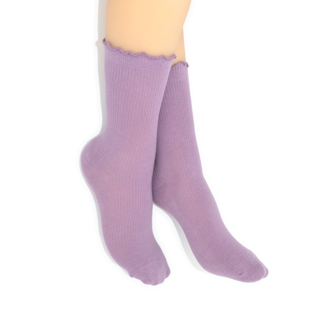 Lettuce Ruffle Top Quarter Crew Socks - Lilac