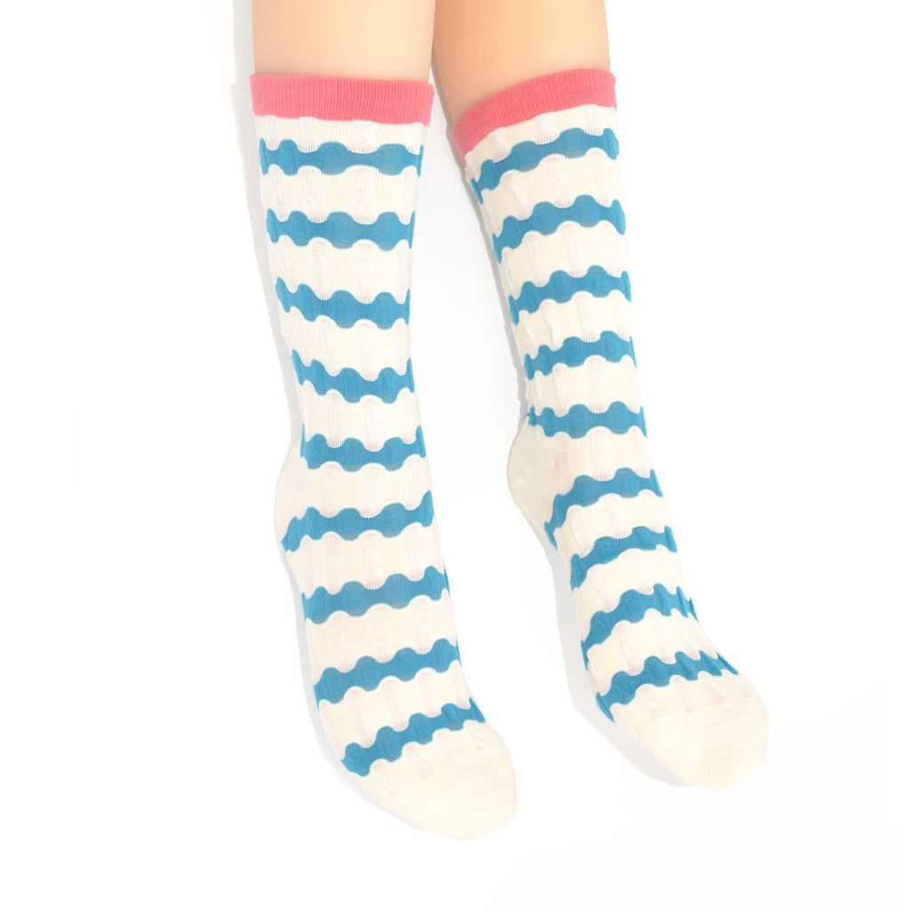 Stella Origami Stripe Crew Sock - Denim & Blush Mix