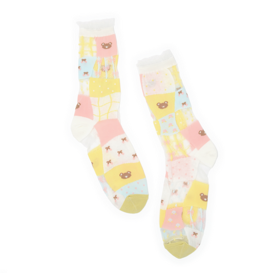Patchwork Quilt Crew Socks - Sweet
