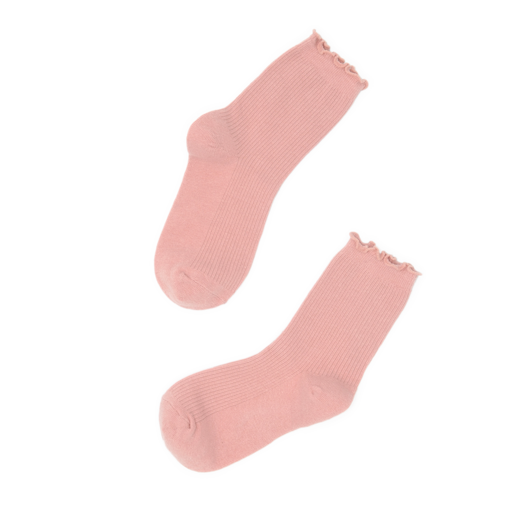 Lettuce Ruffle Top Quarter Crew Socks - Soft Pink