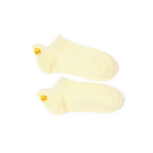 No Show Embroidered Tab Sock Soft Yellow