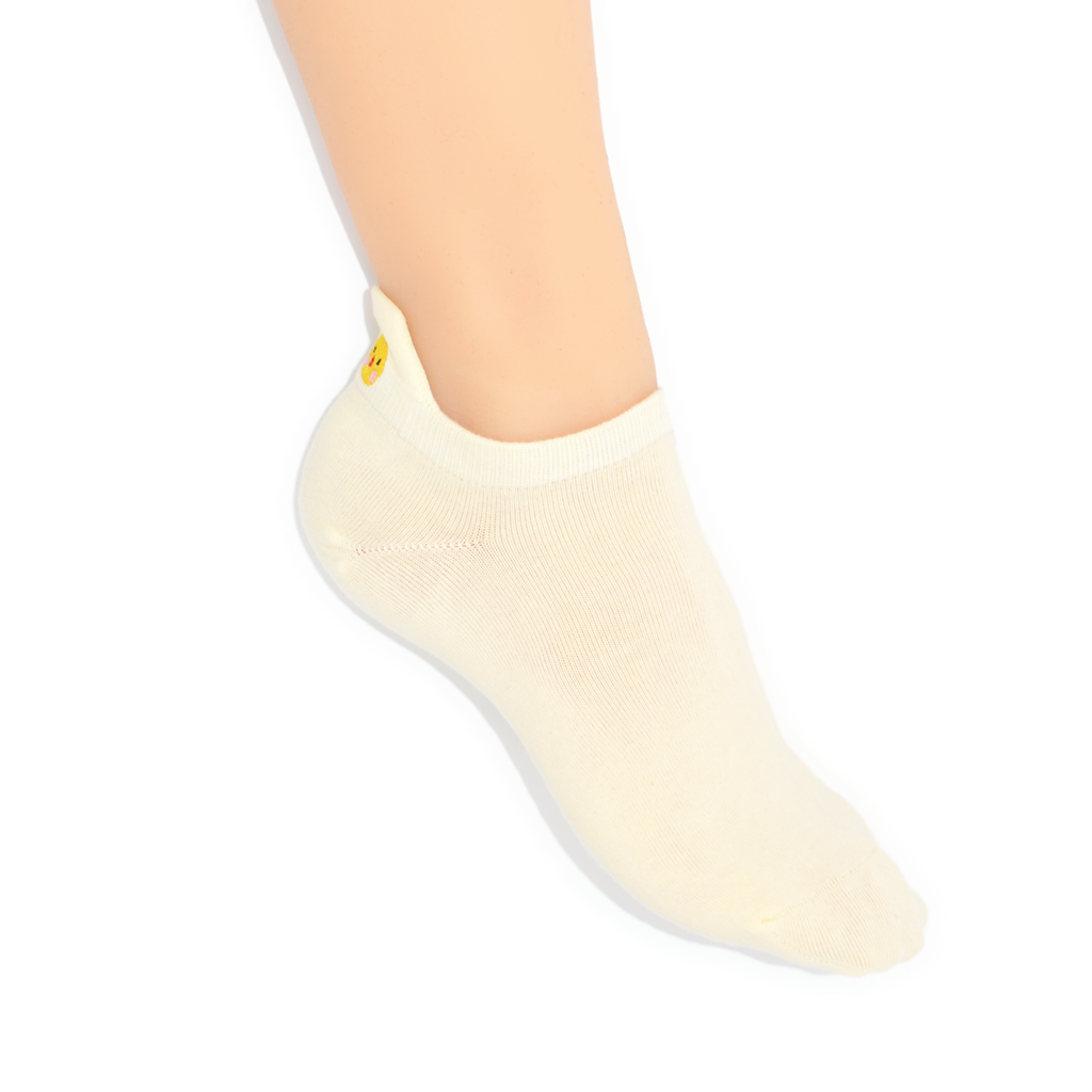 No Show Embroidered Tab Sock Soft Yellow