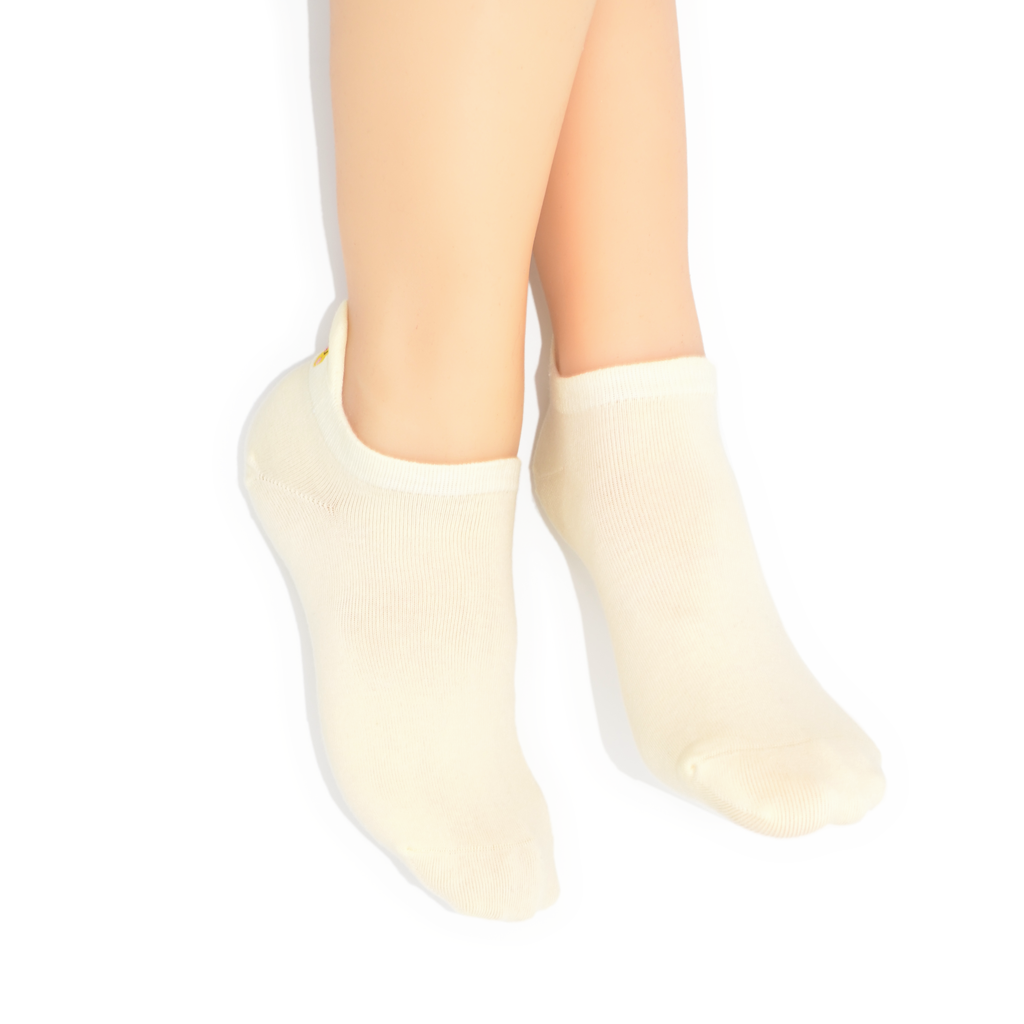 No Show Embroidered Tab Sock Soft Yellow