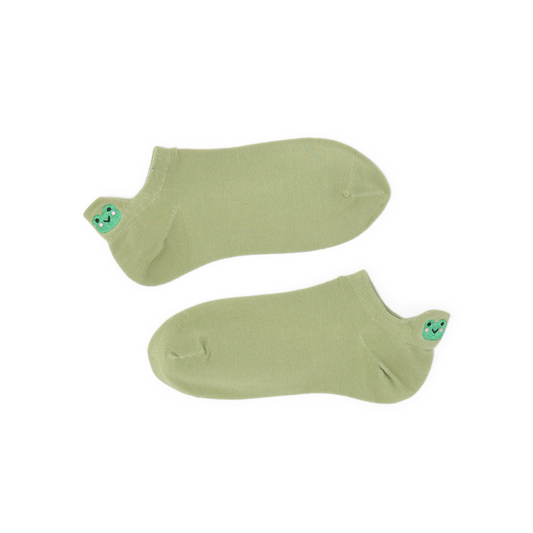 No Show Embroidered Tab Sock Sage Green