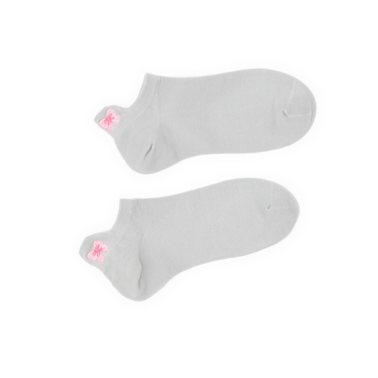 No Show Embroidered Tab Sock Grey