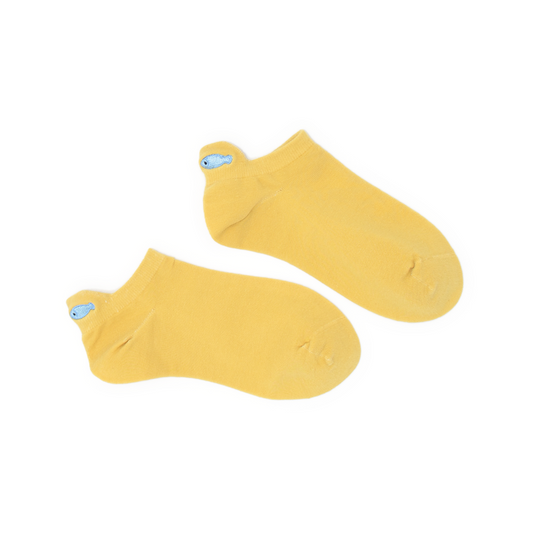 No Show Embroidered Tab Sock Mustard