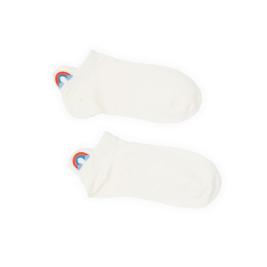 No Show Embroidered Tab Sock White