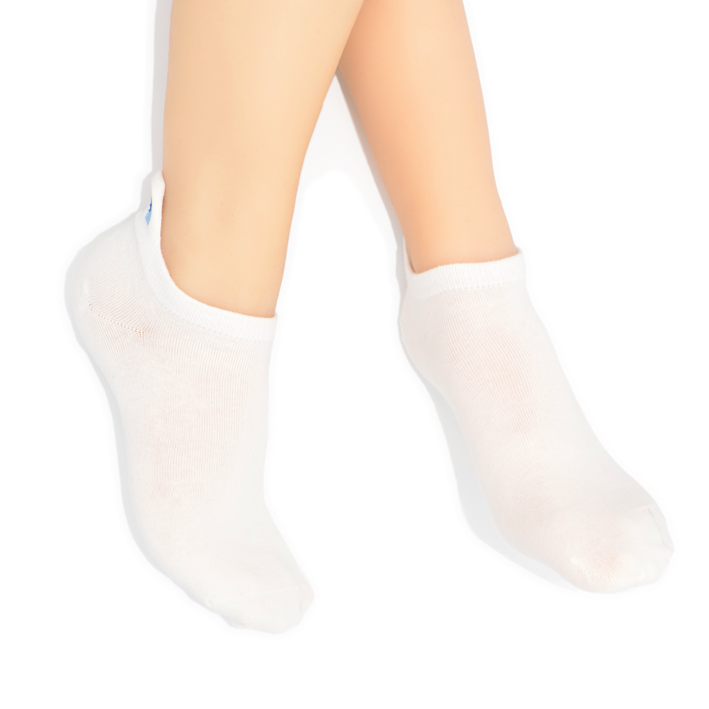 No Show Embroidered Tab Sock White