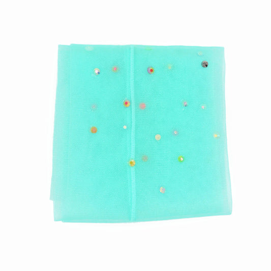 Yasmin Diamanté Tulle Mesh Sock - Teal