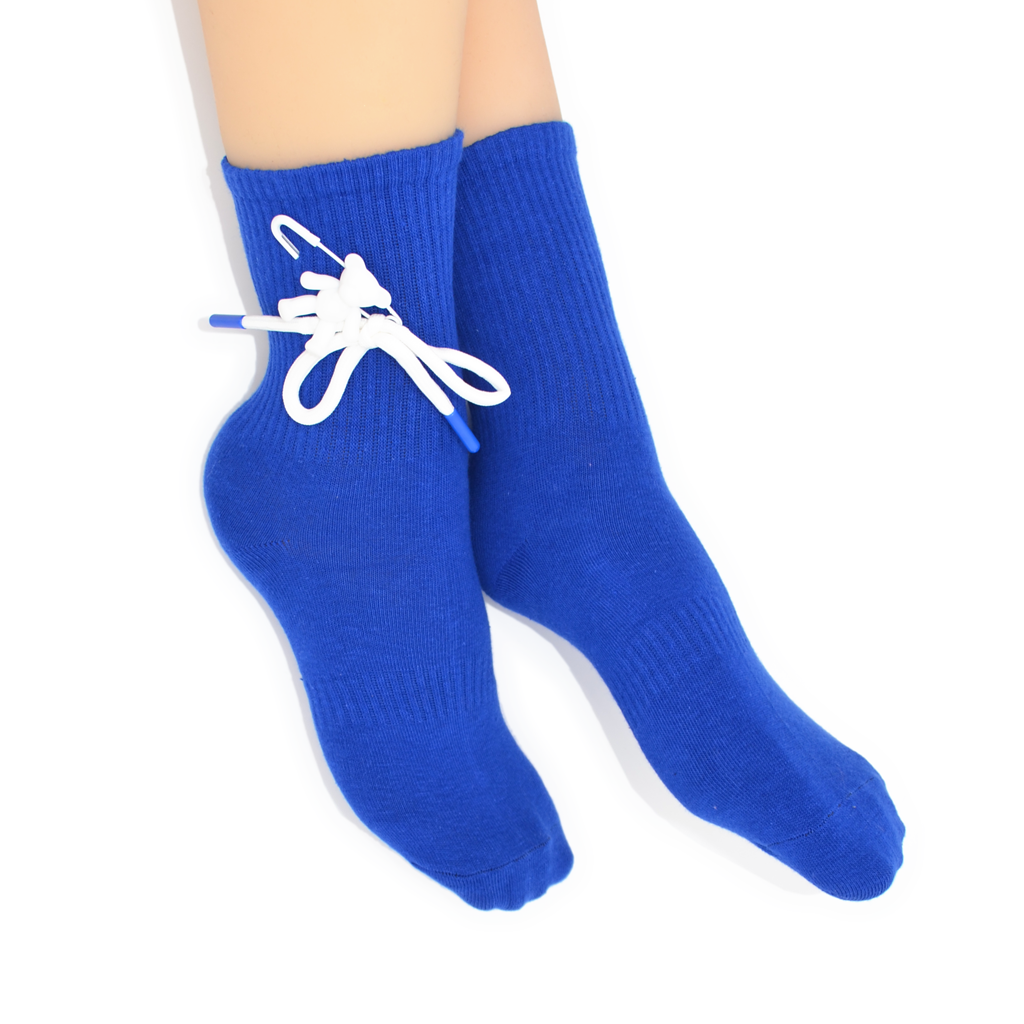 Teddy Bow Charm Quarter Crew Socks - Blue