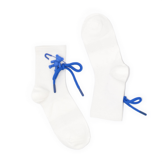 Teddy Bow Charm Quarter Crew Socks - White