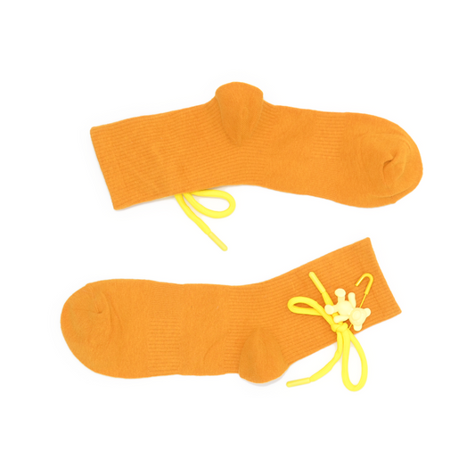 Teddy Bow Charm Quarter Crew Socks - Yellow