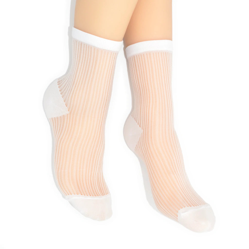 White socks with white tops on a white background