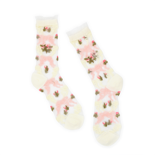 Vintage Rosebud Quarter Crew Sock