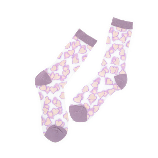 Pair of socks with heart pattern on a white background
