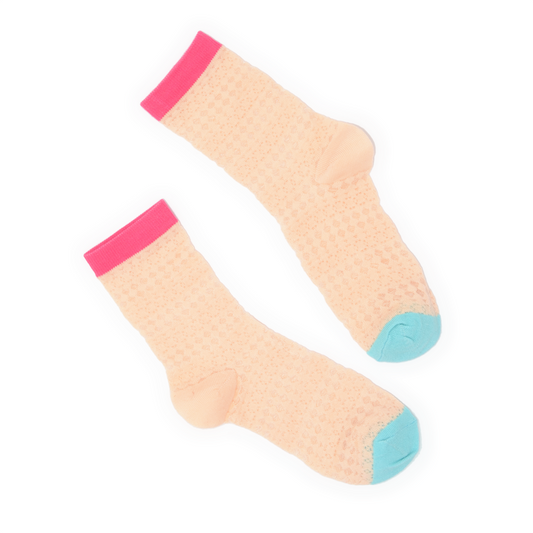 Colour Pop Textured Quarter Crew Socks - Pink