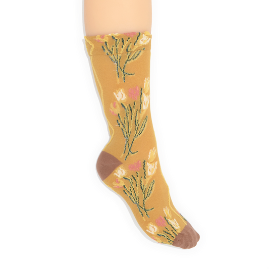 Golden Blooms Quarter Crew Sock