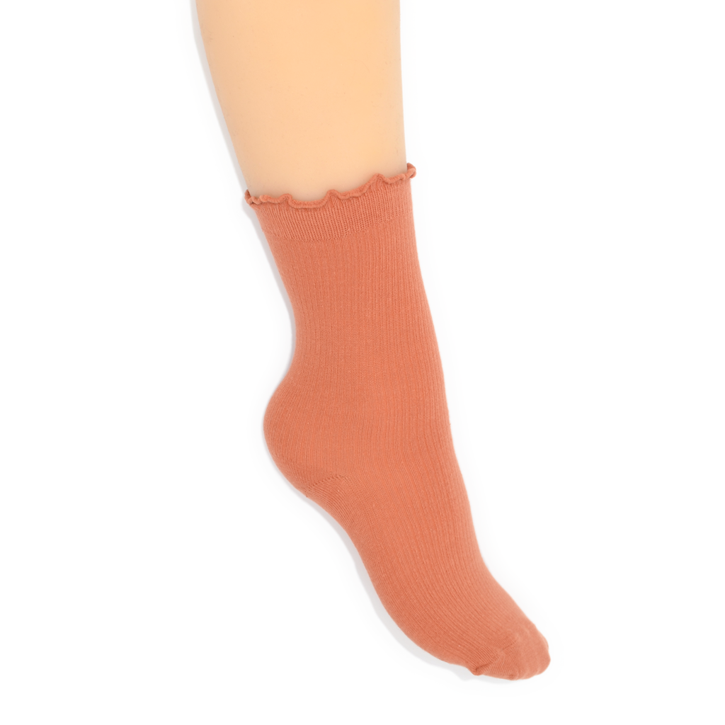 Lettuce Ruffle Top Quarter Crew Socks - Orange