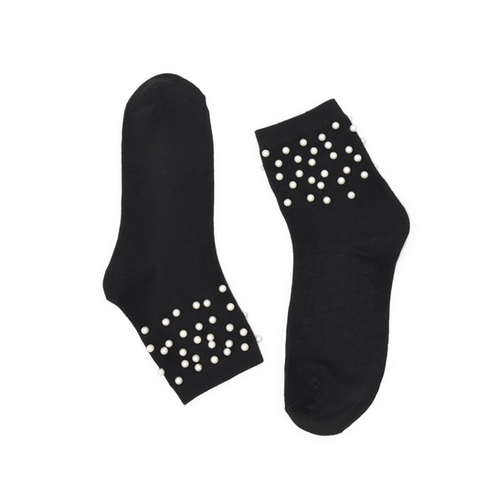Pearl Quarter Crew Socks - Black
