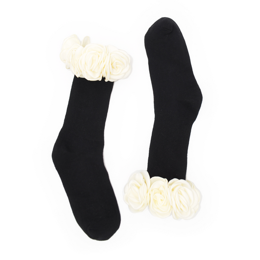 3D Rose Garden Quarter Crew Sock - Black