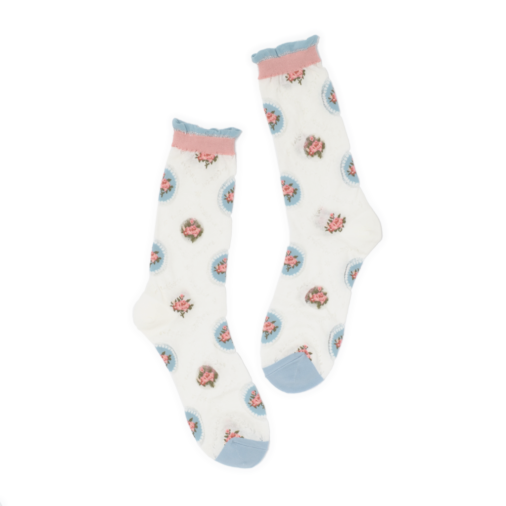 Rosette Knit Crew Socks
