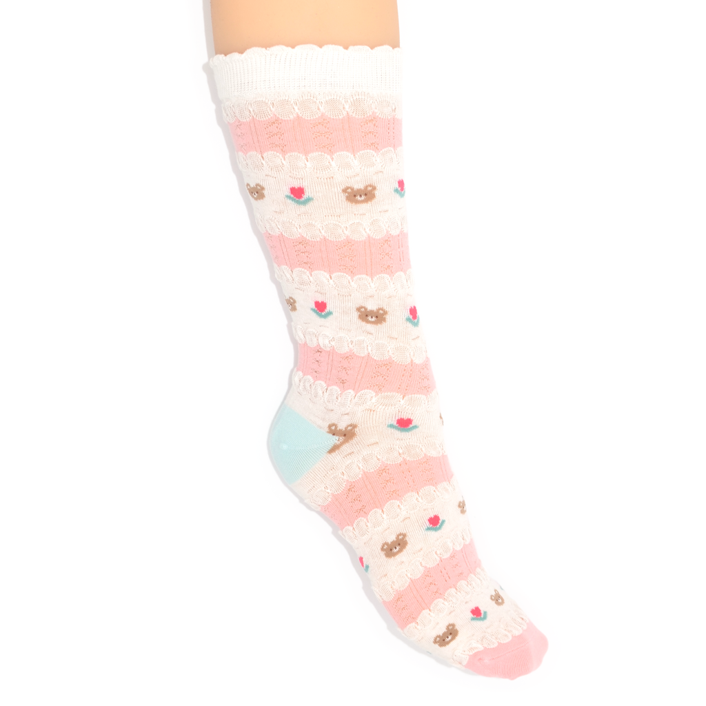 Teddy Stripe Crew Socks