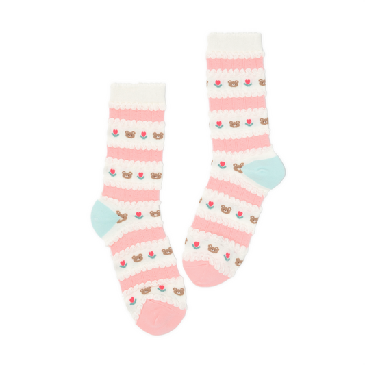 Teddy Stripe Crew Socks