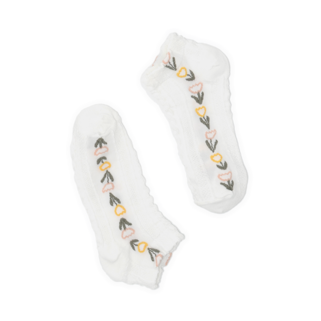 Floral Border Ankle Sock