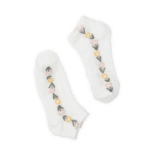 Floral Border Ankle Sock
