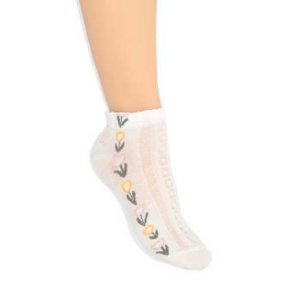 Floral Border Ankle Sock