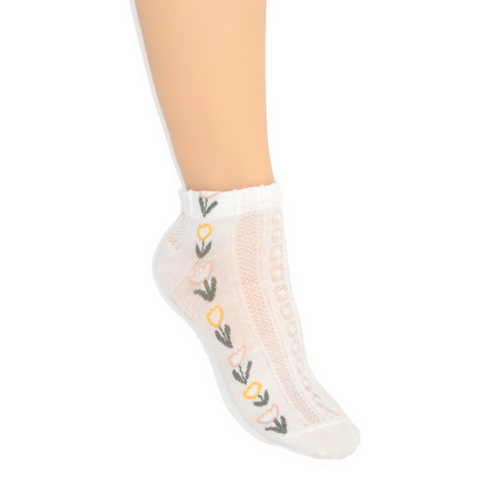 Floral Border Ankle Sock