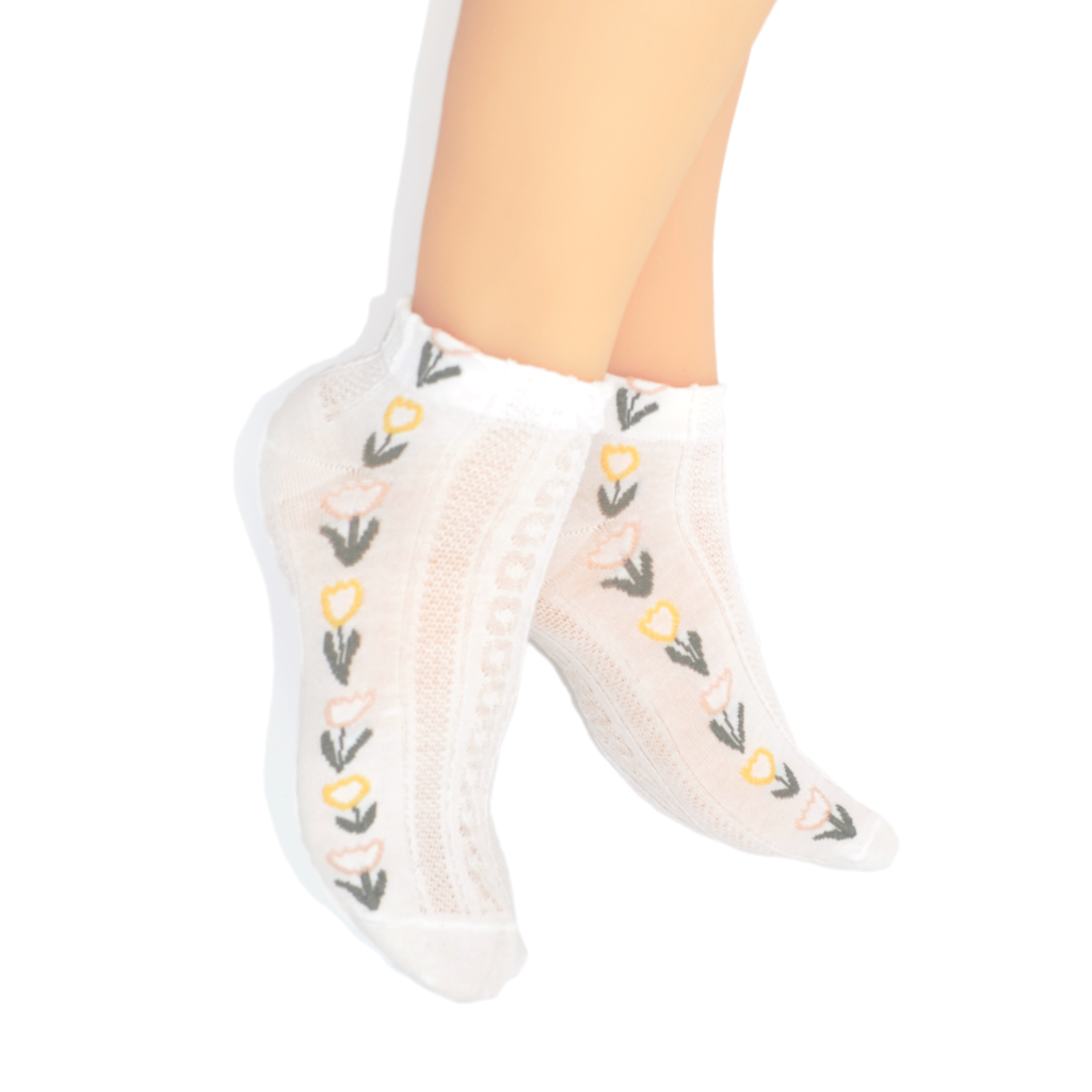 Floral Border Ankle Sock