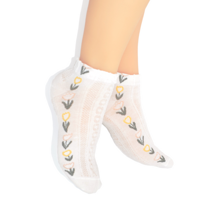 Floral Border Ankle Sock