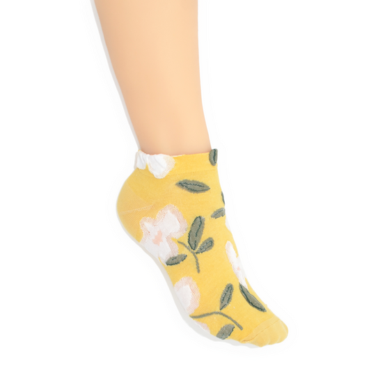 Bold Blooms Ankle Socks - Yellow
