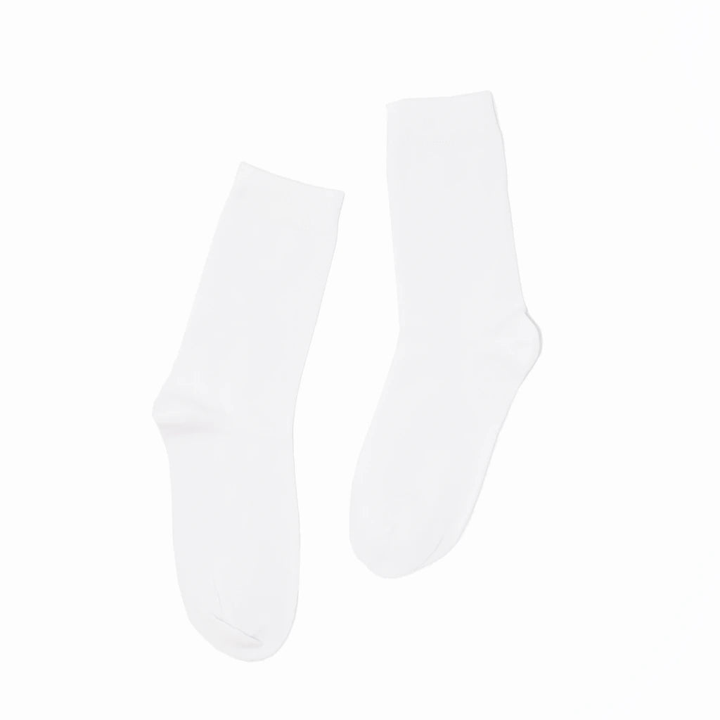 Two white socks on a white background