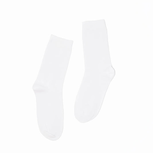 Two white socks on a white background