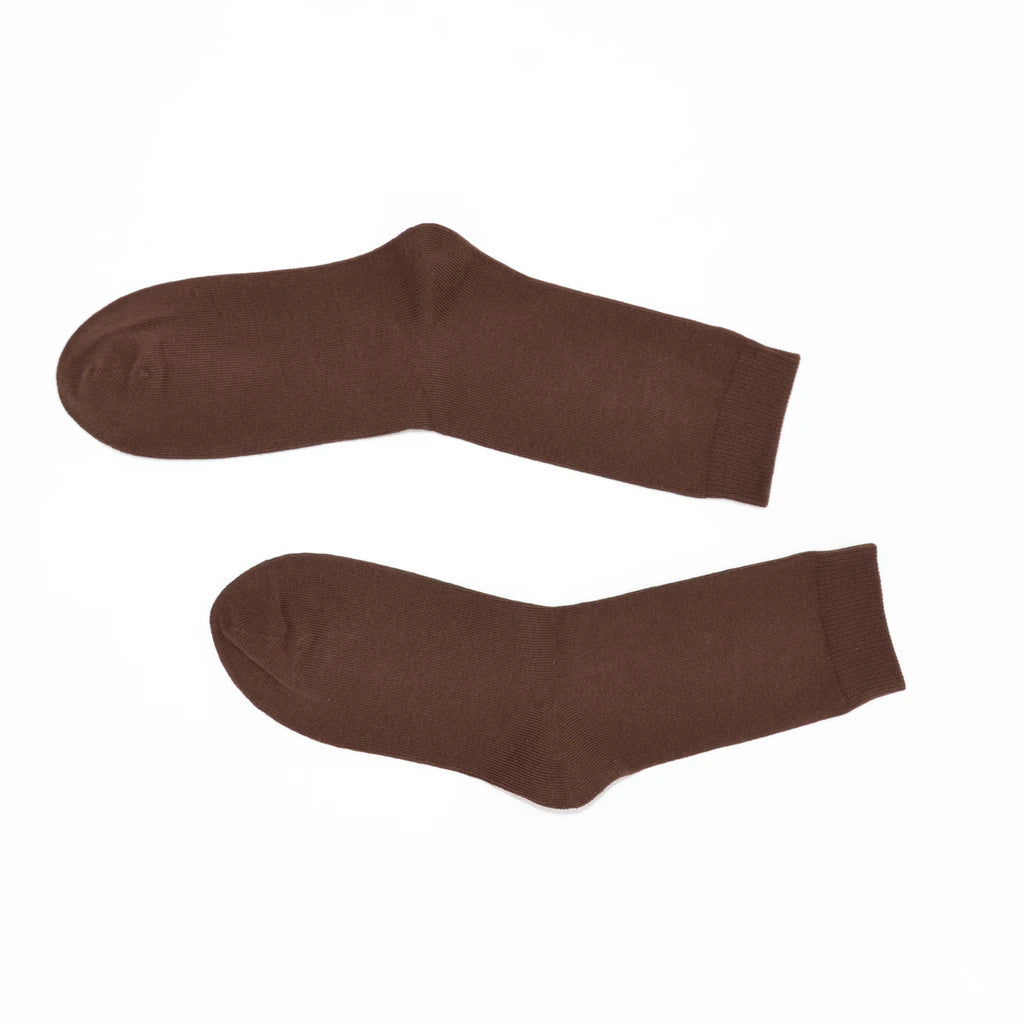Pair of brown socks on a white background