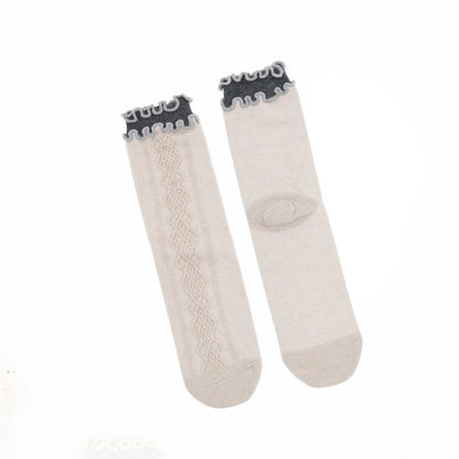 Alice Cable Knit Lettuce Quarter Crew - Beige