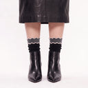 Alice Cable Knit Lettuce Quarter Crew - Black