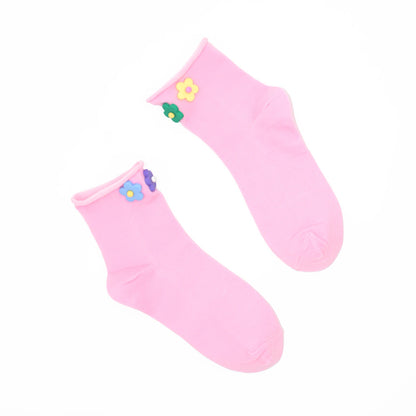 Penny 3D Daisy Embellished Ankle Sock - Soft Pink