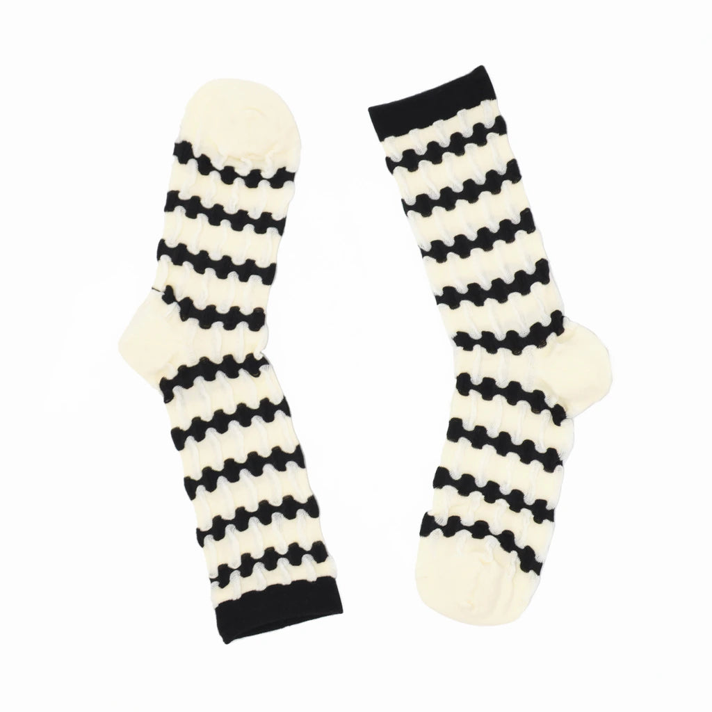 Stella Origami Stripe Crew Sock - Black