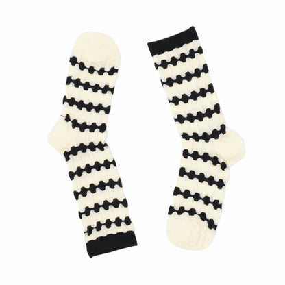 Stella Origami Stripe Crew Sock - Black